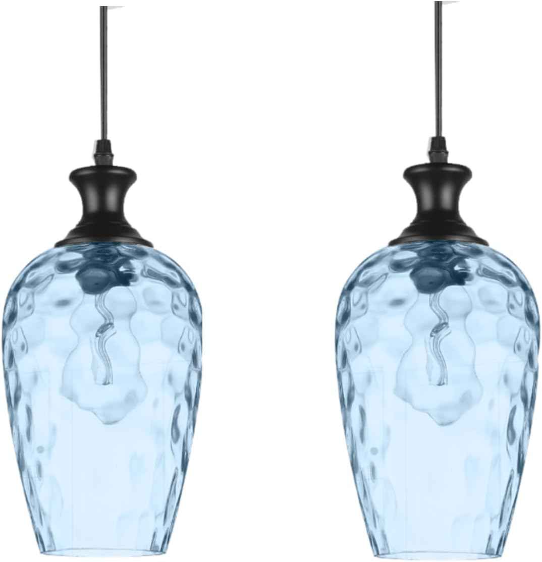 Brushed Nickel Glass Pendant Light Fixture - Modern 1-Light Hanging Lamp for Kitchen Island & Dining Room