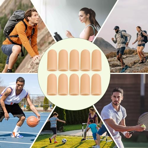 Gel Finger Cots - Silicone Finger Protectors for Pain Relief - Skin, 10 Pack