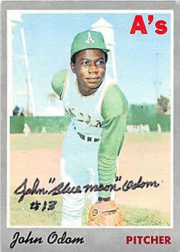 John Odom Autographed Baseball Card - Oakland Athletics 1970 Topps No. 55