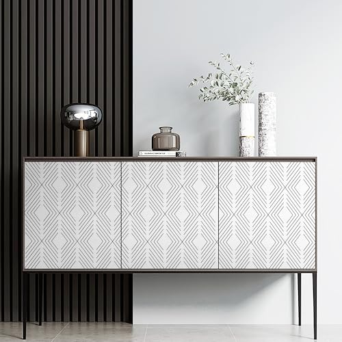 LiKiLiKi Peel and Stick Wallpaper Black and White Contact Paper Geometric Modern Wall Paper for Nursery Room Bedroom Bathroom Cabinets and Drawers Vinyl Roll Self-Adhesive Waterproof 17.3¡± x 118¡±