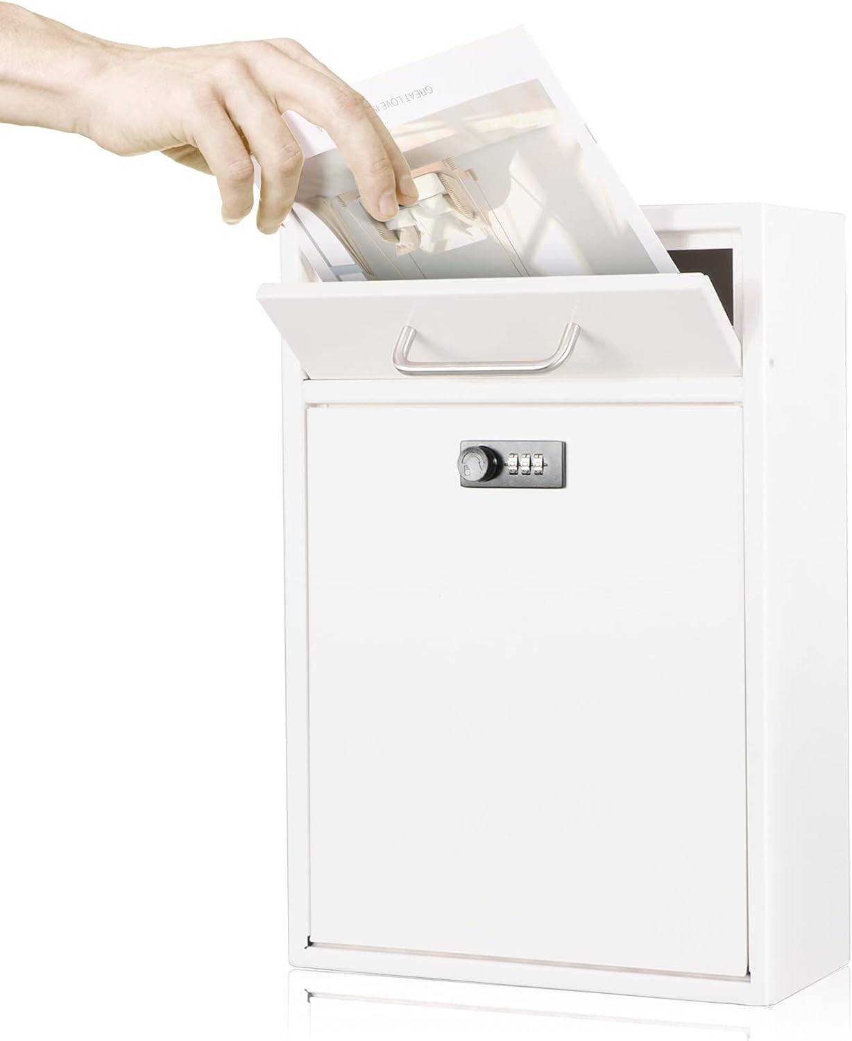 Secure Wall-Mount Mailbox with Lock | KYODOLED Large Steel Drop Box, Black, 16.2H x 11.22L x 4.72W