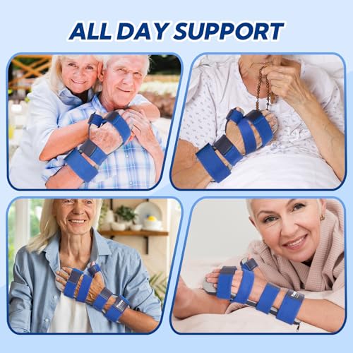 Resting Hand Splint, Stroke Hand Brace with Finger Support, Hand immobilizer for Carpal Tunnel Wrist Night Support, 5 fingers Straightening, Flexion Contractures, Fits Right & Left, M