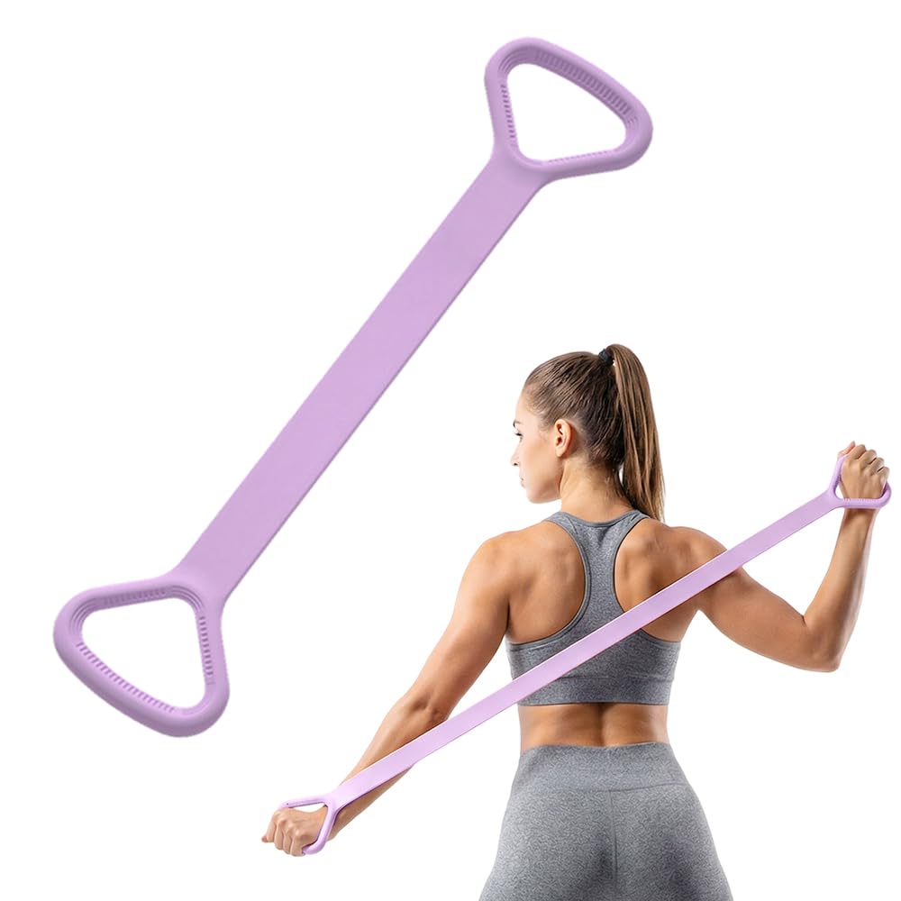 Figure 8 Resistance Bands with Handles, 2026 New Silicone Exercise Bands, 8-Shaped Exercise Band, Elastic Bands for Women Arm, Back, Shoulder, Yoga, Pilates (Purple)