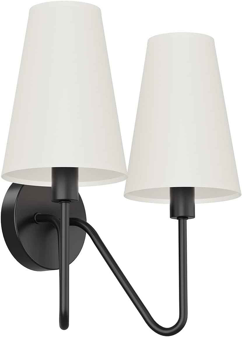 Gold Wall Sconce Lighting Fixture - Set of 2 Classic E12 Hardwired Lamps with Cream Shades
