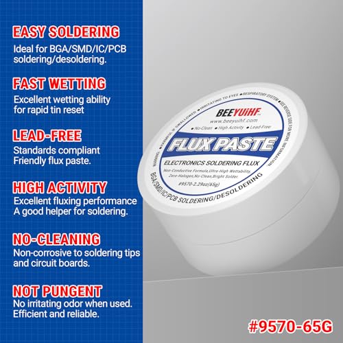 9570 Rosin Soldering Paste Flux For Electronics, No Clean Flux for Circuit Boards Electrical Repairs and Copper Electrical Wire (2.29oz Jar)