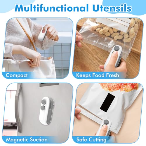 Tiefenets 2-in-1 Mini Bag Sealer & Cutter Portable USB Rechargeable Food Saver