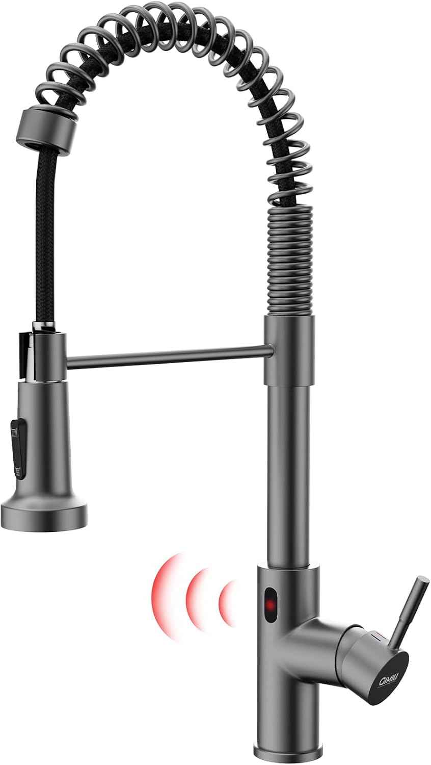 Matte Black Kitchen Faucet with Soap Dispenser - Commercial Single Handle Pull Down Sprayer