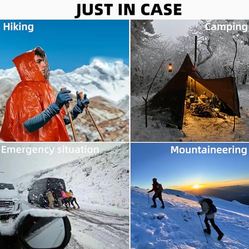 Emergency Thermal Rain Poncho - Reusable Survival Gear for Camping & Hiking