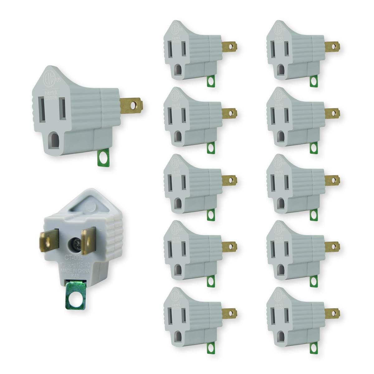 OSKOS 12 Pack Grounding Outlet Adapter, 3-2 Prong Adapter Converter, Portable Wall Outlet Plug, ETL Listed.