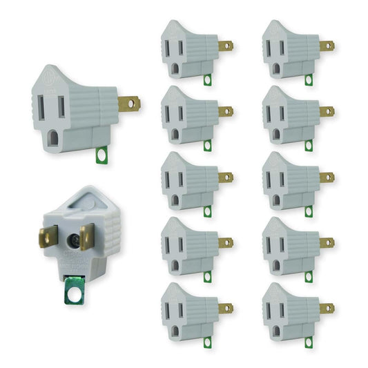 OSKOS 12 Pack Grounding Outlet Adapter, 3-2 Prong Adapter Converter, Portable Wall Outlet Plug, ETL Listed.