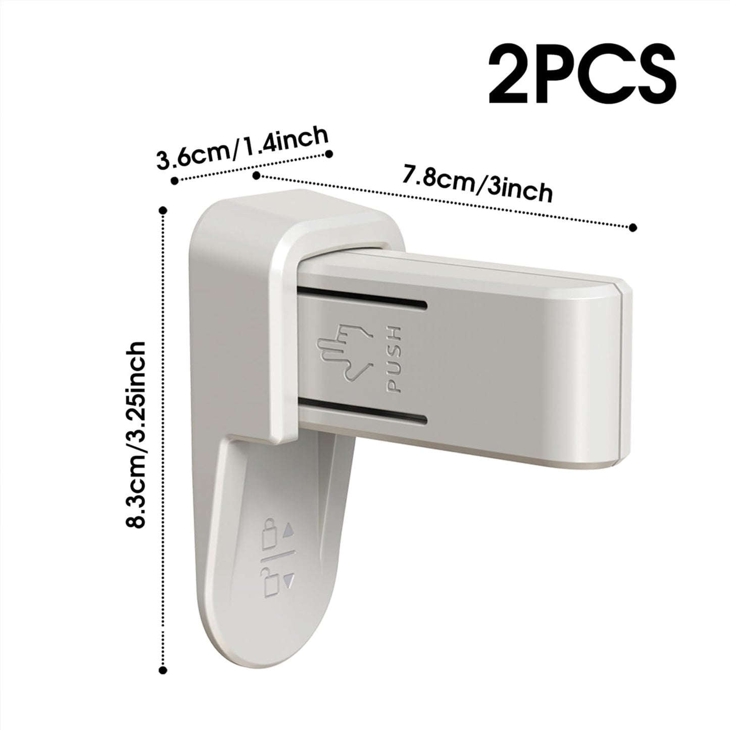 KIZZHISI Child Proof Door Lock (2 Pack) - No-Drill Universal Door Handle Lock with 3M Adhesive, Light Gray Durable ABS Door Handle Baby Proof - Easy One Hand Operation for Adults