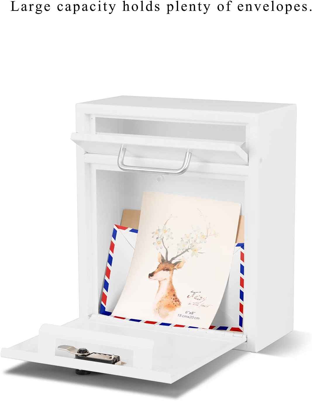 Secure Wall-Mount Mailbox with Lock | KYODOLED Large Steel Drop Box, Black, 16.2H x 11.22L x 4.72W