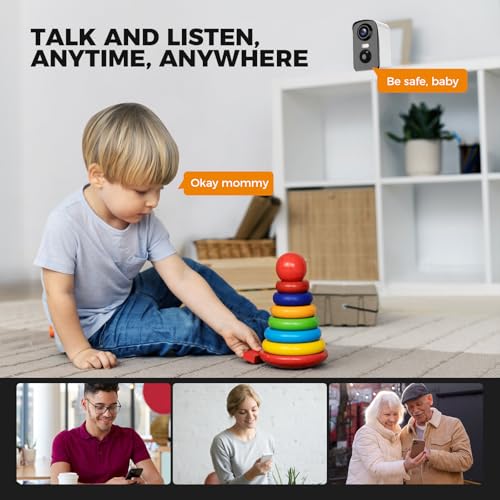 2K Security Cameras Wireless Outdoor - 5200mAh Battery Powered, AI Motion Detection, Color Night Vision & Two-Way Audio, IP65 Waterproof, 30-Day Free Cloud Trial, Works with iOS/Android
