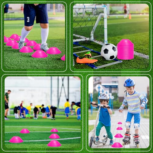 Rose Red Mini Soccer Cones 12 Pack for Agility Training Sports Drills