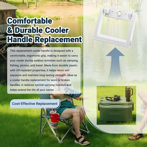 Yolvvetrx Cooler Handle Replacement Kit for Igloo 25-72 Qt Coolers - Heavy-Duty Plastic, Easy Install, 2 Pack