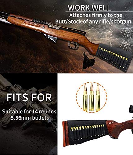 Hunting Buttstock Ammo Holder for 14 Rounds 5.56mm/.22/.223/.204