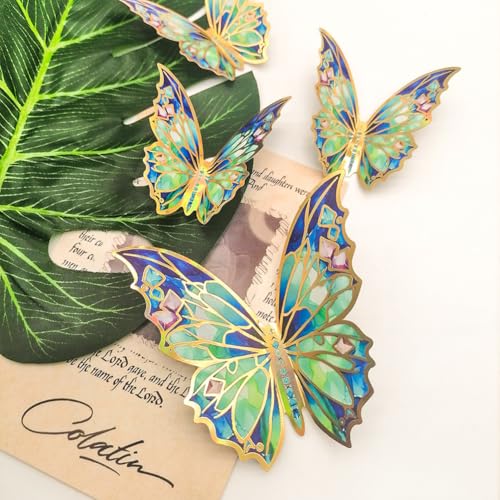 12Pcs Golden Edged Butterfly Wall Sticker 3D Butterflies Room Decor Decals Home Decoration DIY Self-Adhesive Mural for Wedding