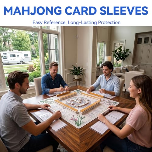 Mahjong Card Sleeves - 4 Pack Clear Plastic Protectors for Large 6 1/8" x 4 3/4" Cards