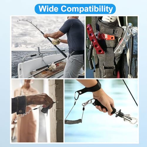 TSV Black Retractable Fishing Lanyards 10-Pack with Carabiners & Keychains for Kayak & Outdoor Use
