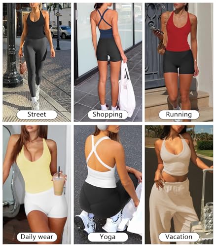 Women's Black Small Racerback Split-Back V-Neck Workout Tank Top