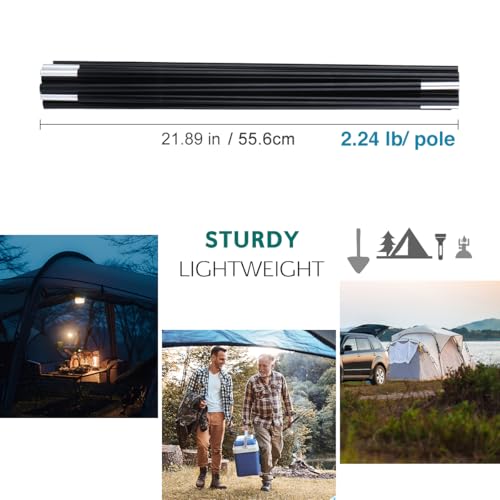 BRILLIANCE4U 25ft Black Aluminum Tent Pole Replacement for Camping & Beach Tents