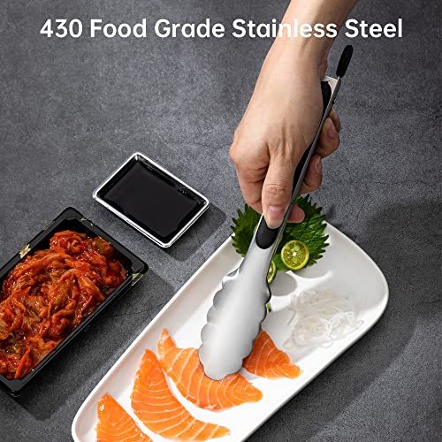 Stainless Steel Cooking Tongs Set - 9 & 12 Inch Lengths