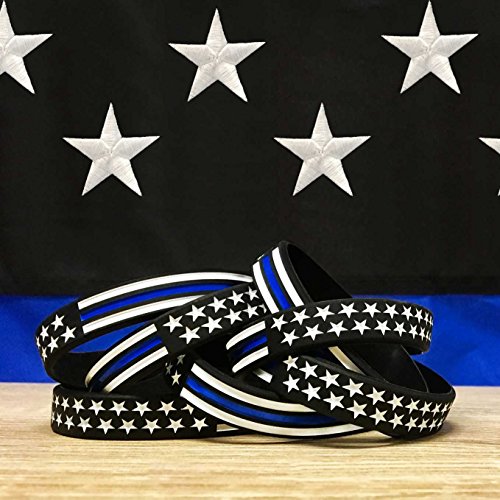Thin Blue Line American Flag Bracelet - 8" Standard 2 Pack