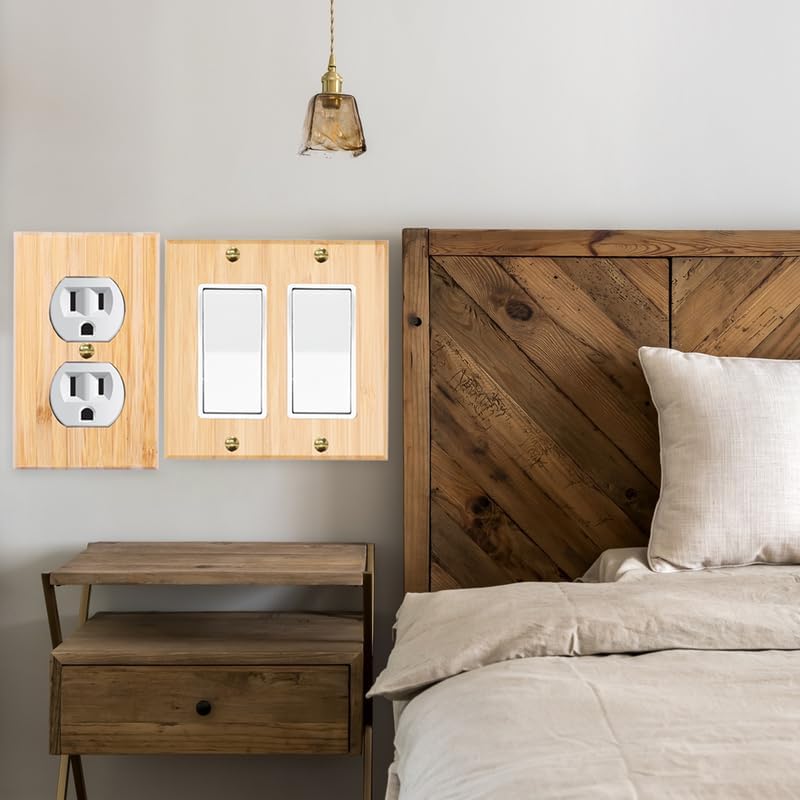 1PC Solid Wood Light Switch Plate Blank Wall Plate Light Switch Cover Quality Raw Wooden Switch Plate Decorative Wall Plate Bamboo Single Toggle