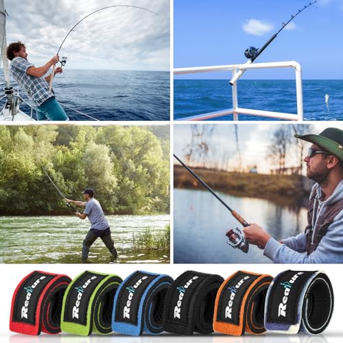 Adjustable Fishing Rod Straps - 12 Pcs, 6 Colors