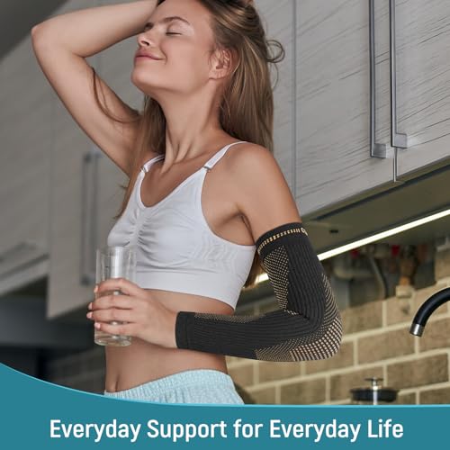 Vlela Copper Infused Elbow Compression Sleeve Large - Fits Forearm Support