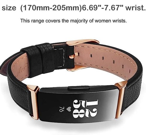 TUV PLNT Bands Compatible with Inspire 3 Women Men, Leather Accessories Strap Wrist Band Compatible with Inspire 3 (Inspire 3, Black/Rose Gold)