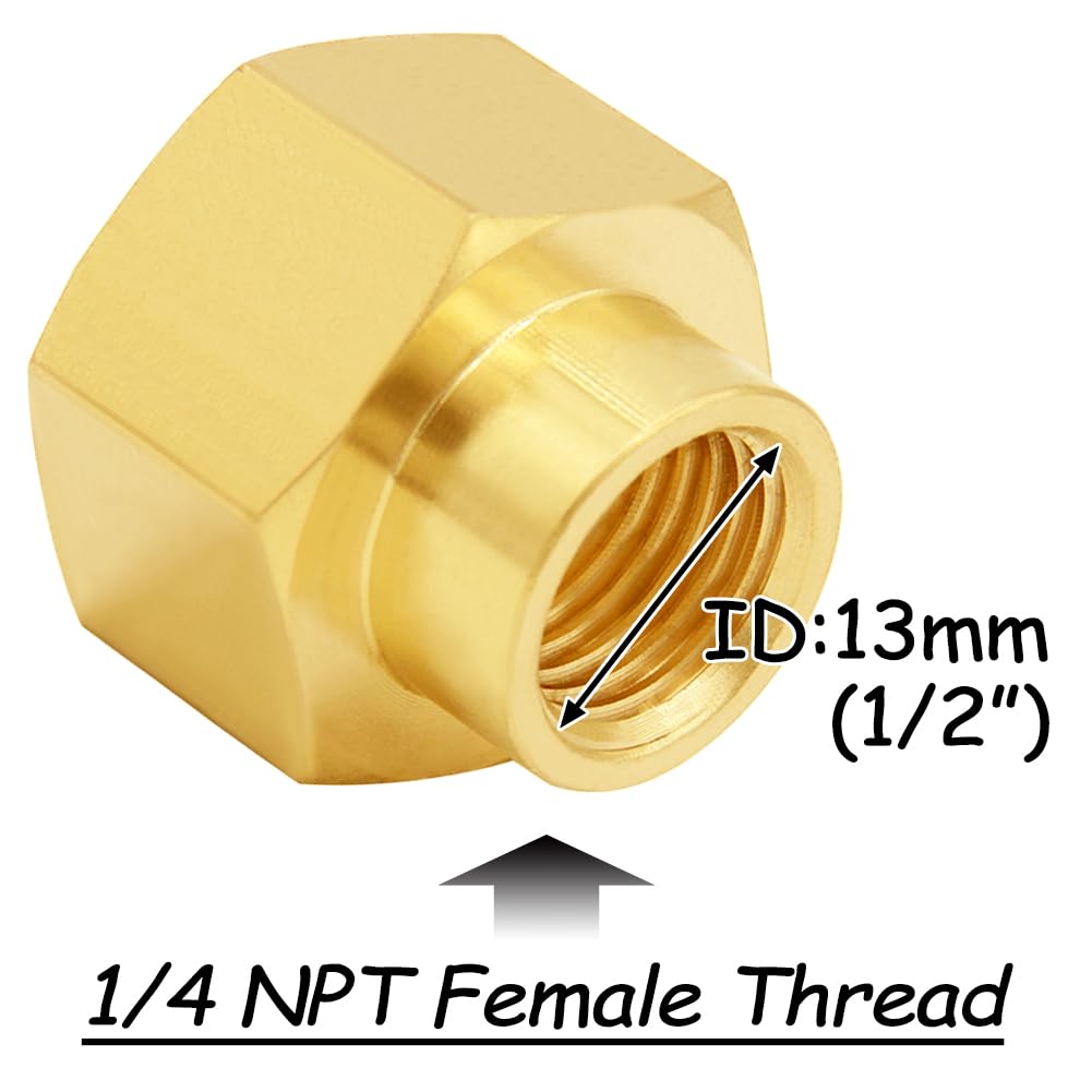 Uenede 3PCS Brass Reducer Adapter, 1/4" NPT Female to 1/2" NPT Female Thread, Hex Reducing Pipe Fitting Coupler Nipple Connector for Water/Oil/Gas