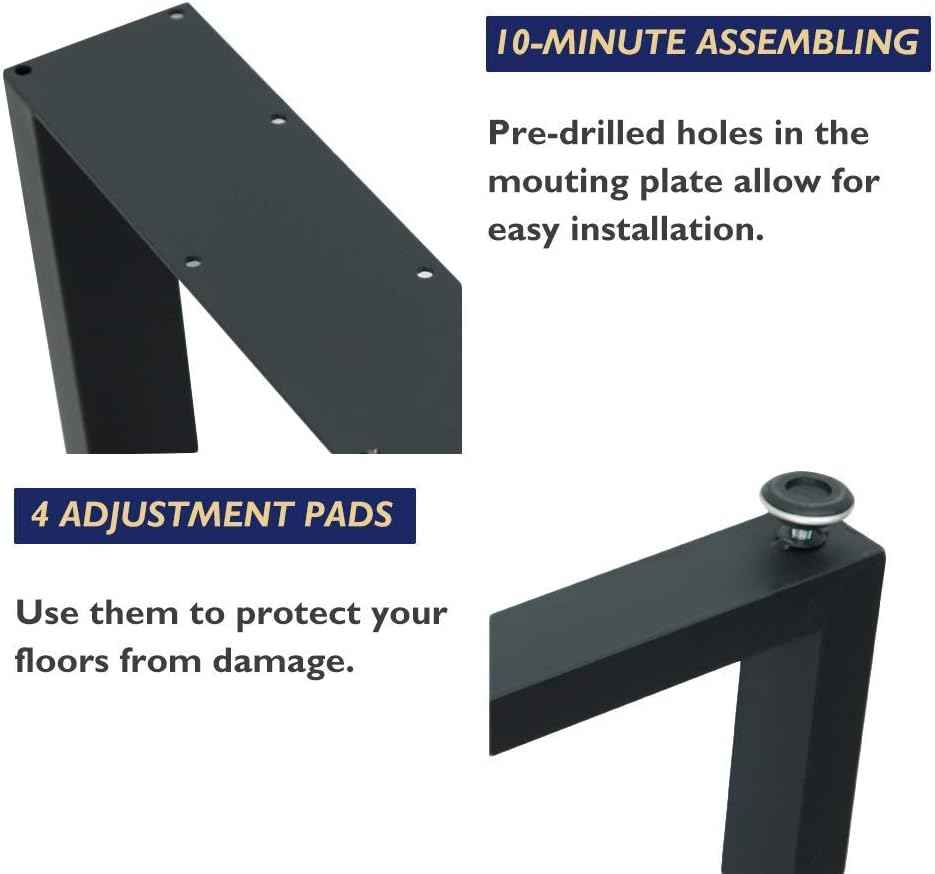 16-Inch Black Metal Coffee Table Legs - Industrial Triangle Design, Set of 2
