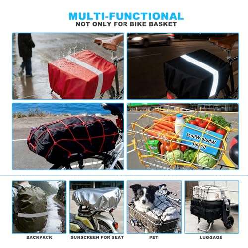 Mattisam Medium 60L Waterproof Bike Basket Rain Cover with Cargo Net - Black