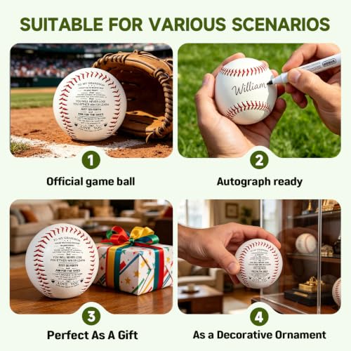 Personalized Engraved Baseball Gift for Grandson - Custom Keepsake
