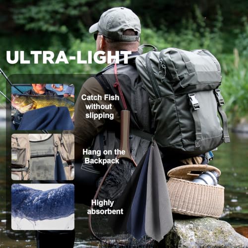 Microfiber Fishing Towels - 3 Pack with Clip, 16" x 16", Multicolor