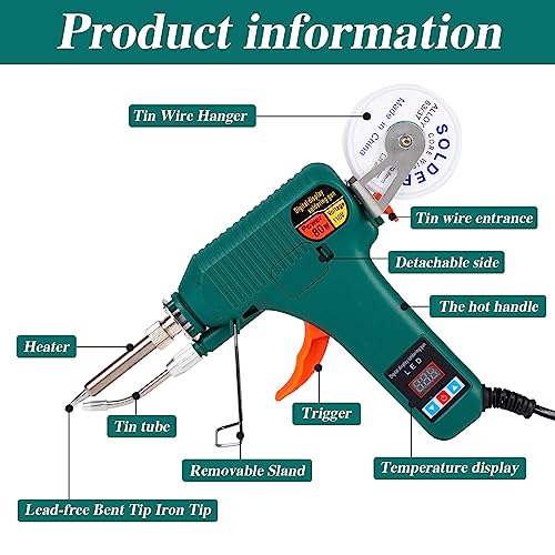 Soldering Gun Kit - Soldering Iron Kit with Adjustable Temp 180-520¡ÆC,ON/OFF Button,80W LED Digital Internal Heat Soldering Gun,Auto Send Tin Soldering Kit for Electronics Welding Repair DIY