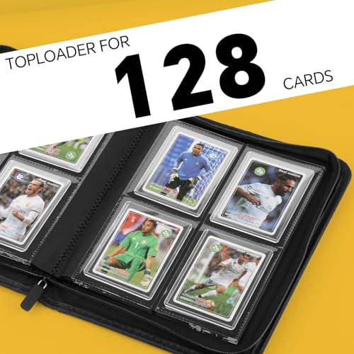 CARDBINDER Blue 4-Pocket Toploader Card Binder for 3x4 Cards, Holds 128 Cards