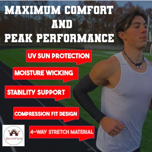 Compression Arm Sleeve - Youth Large with White Baseball Stitches