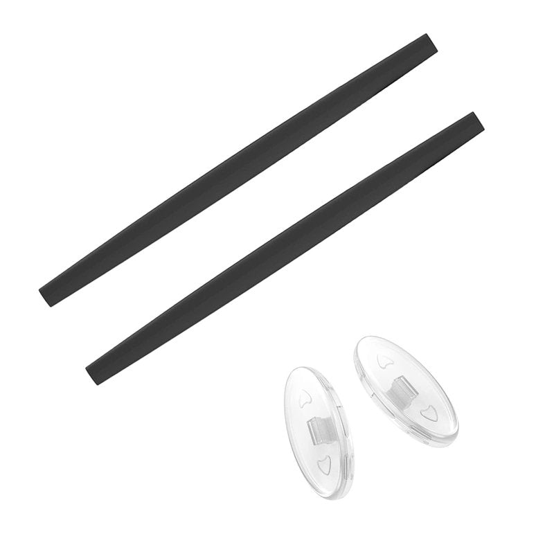 SAUCER Replacement Nose Pieces Pads & Earsocks Temple Sleeve Rubber Kit for Oakley Big Square Wire Sunglass - Black + Black