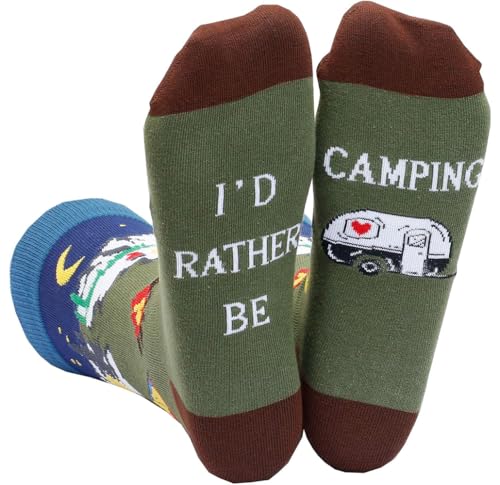 I'd Rather Be Camping Funny Novelty Socks for Men and Women - One Size