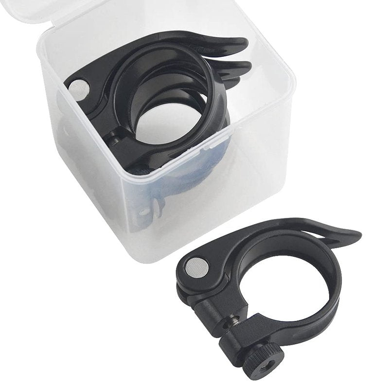 XINGYHENG 4Pcs Bicycle Seat Clamp Mountain Bike Road 31.8mm 34.9mm Aluminum Alloy Bike Bicycle Quick Release Seatpost Clamp Ring Fittings Black (31.8mm)