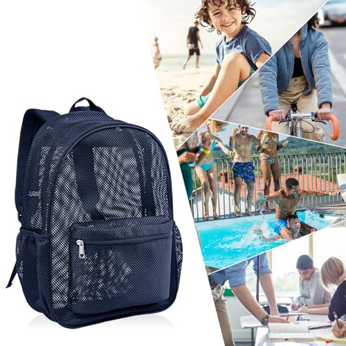 COVAX Royal Blue See-Through Mesh Bookbag Backpack for College