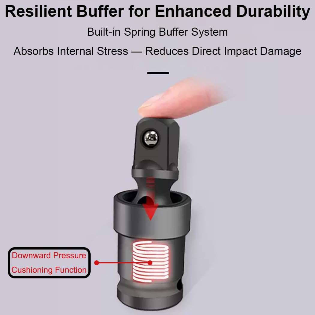 Resze 3PCS Universal Joint Swivel Socket Adapter Set (1/4", 3/8", 1/2"), 360° Rotating, Chrome-Plated Steel, Universal Fit, Anti-Slip Design - Heavy-Duty Automotive & DIY Mechanics Tool Kit