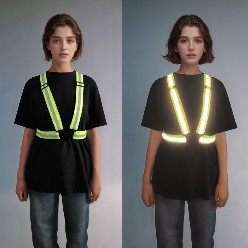 Skiennix Adjustable Reflective Safety Vest - 360° Visibility with Silver Straps for Cycling & Construction
