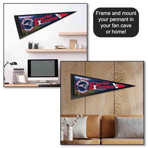 New England Patriots 6-Time Champions Pennant Banner Flag