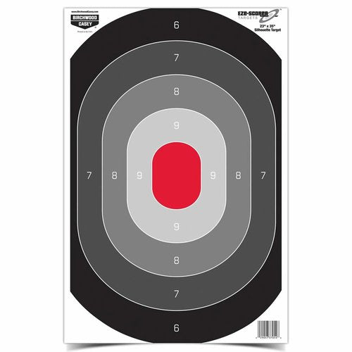 Birchwood Casey 23'' X 35'' Eze-Scorer Silhouette Oval Shoot-Up Brilliant White Paper Targets for Indoor and Outdoor Use, 100 Targets