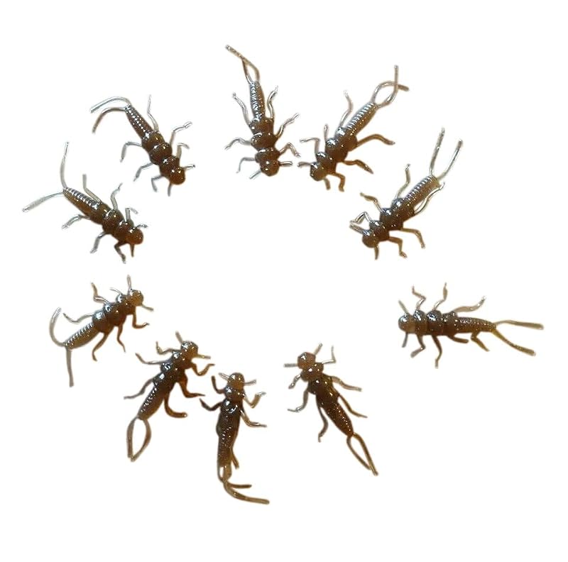 Realistic Soft Plastic Stonefly Nymphs - 20 Pack, Brown & Pink