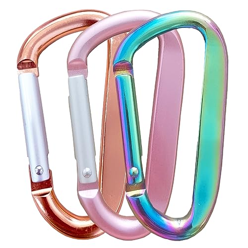 3" Aluminum Alloy Carabiner Clip - 2 Pack Colorful Keychain Hooks