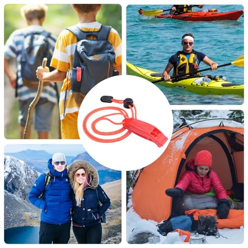 4-Pack Emergency Survival Whistles with Reflective Lanyard - Orange